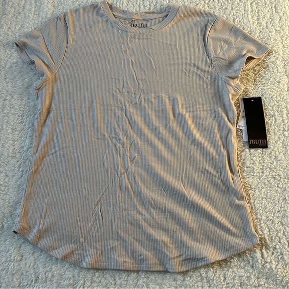 Truth By Republic Women’s Ribbed T-Shirt Pale Platinum XL NEW - Picture 2 of 4